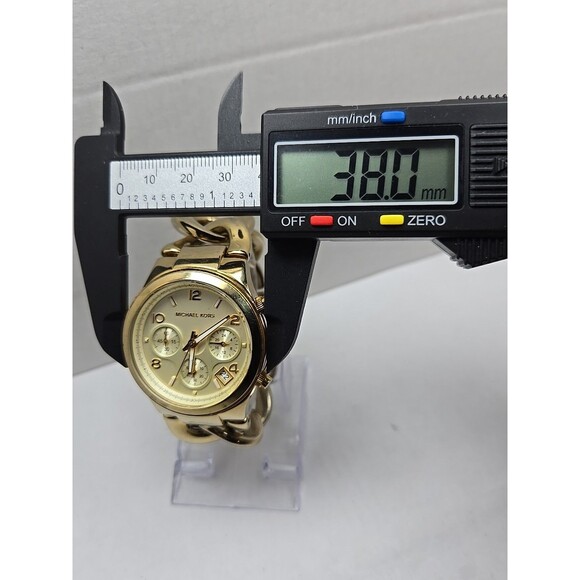 Michael Kors Runway MK3131 Gold Tone Watch Chain 38mm New Battery Womens Sz Smal - Picture 5 of 9